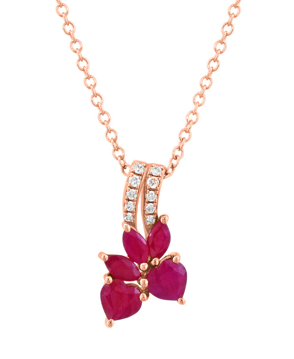 Effy 14K Rose Gold Ruby & Diamond Pendant Necklace