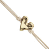 UNOde50 Camel Leather Gold Heart Charm Bracelet - Medium