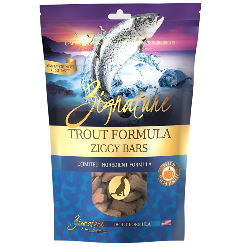 Zignature Trout Formula Ziggy Bars Biscuit Dog Treats - 12 oz.