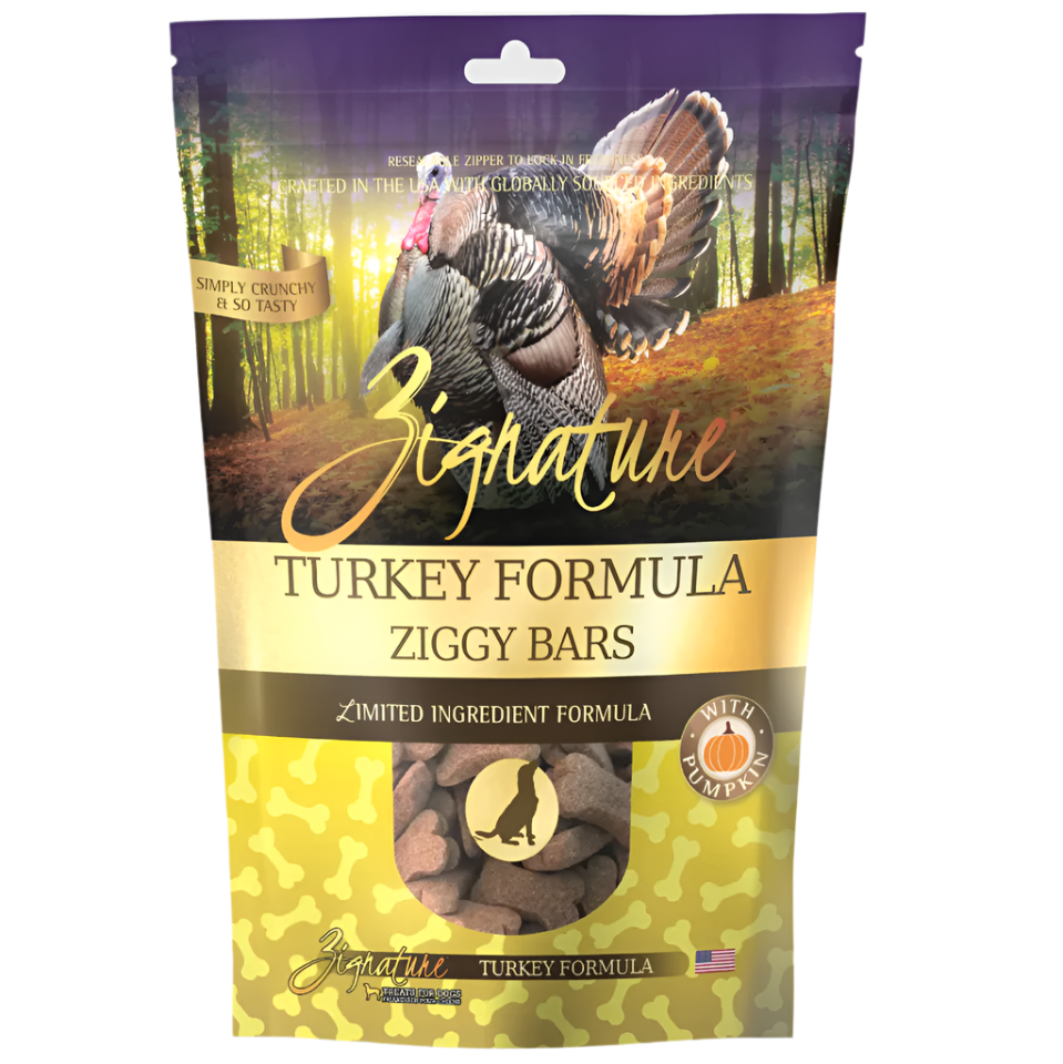 Zignature Turkey Formula Ziggy Bars Biscuit Dog Treats - 12 oz.