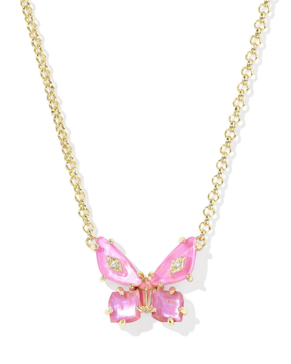 Kendra Scott Gold-Plated Bianca Pink Butterfly Short Pendant Necklace