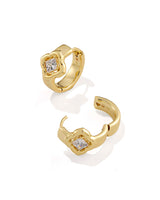 Kendra Scott Mallory Crystal Gold Huggie Earrings - White Cubic Zironia