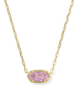 Kendra Scott Elisa Luxe Gold Short Pendant Necklace - Light Pink CZ