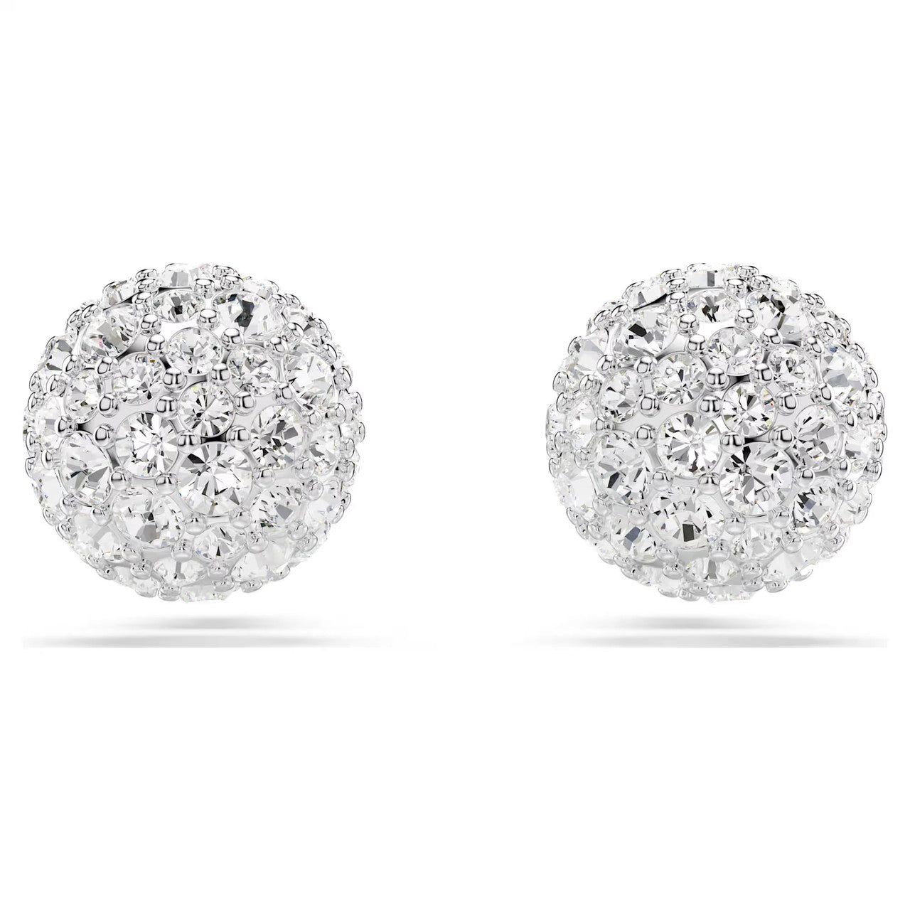 Swarovski Dextera Stud Earrings - Round Cut, White, Rhodium Plated