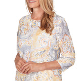 Ruby Rd. Womens Paisley Printed Patch Knit Top