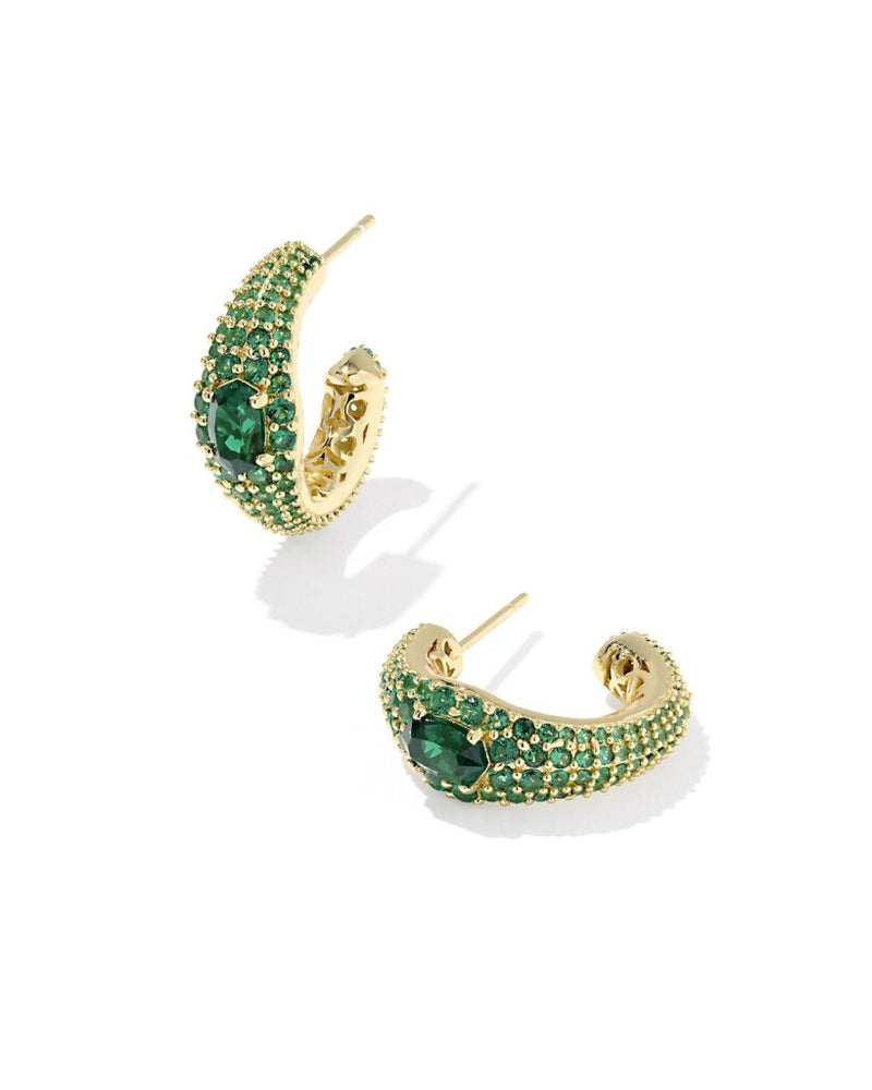 Kendra Scott Bella Dark Green Crystal Hoop Earrings