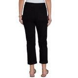 Ruby Road Womens Jet Black Cropped Girlfriend Jeans
