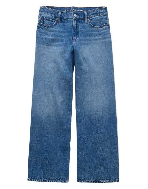 American Eagle Womens AE Dreamy Drape Strigid Low-Rise Ultra Wide-Leg Jeans