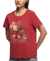 Lucky Brand Womens Coca Cola Santa Tree Graphic Retro T-Shirt