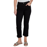 Ruby Road Womens Jet Black Cropped Girlfriend Jeans