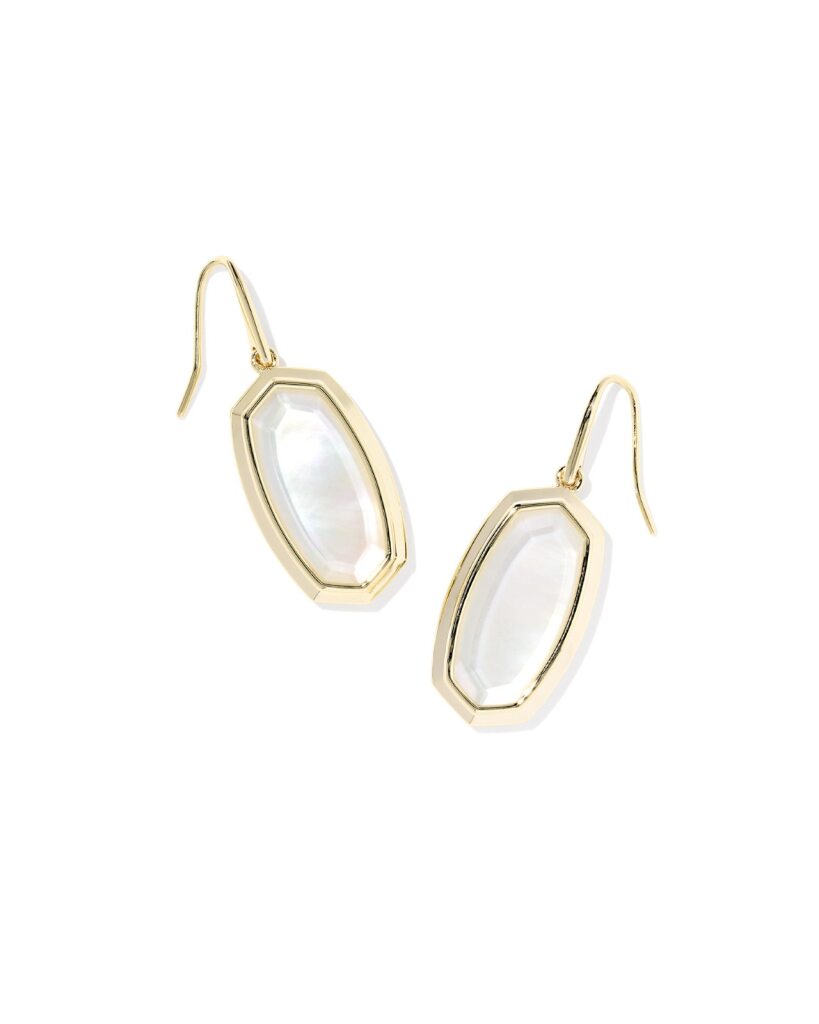 Dani Bezel Ivory Mother Of Pearl Drop Earrings
