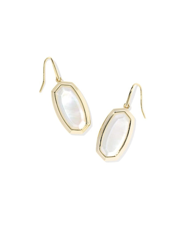 Dani Bezel Ivory Mother Of Pearl Drop Earrings