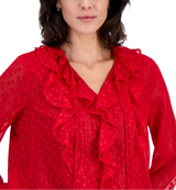 Nautica Womens Long-Sleeve Ruffle Top