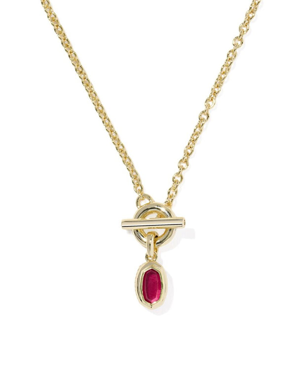 Kendra Scott Mini Elisa Toggle Short Pendant Necklace - Carmine Red Illusion
