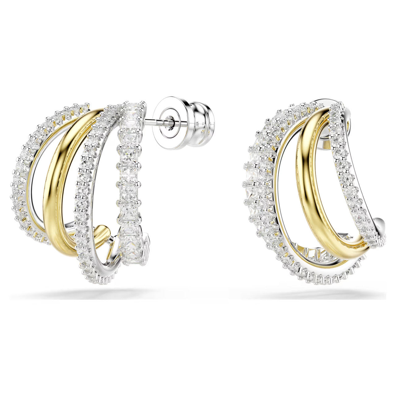 Swarovski Hyperbola Hoop Earrings - Mixed Cuts, White, Mixed Metal Finish