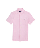 Vineyard Vines Mens Linen Striped Short Sleeve Button Down Shirt