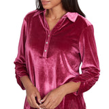 Ruby Rd. Womens Stretch Velvet Lace Trim Top