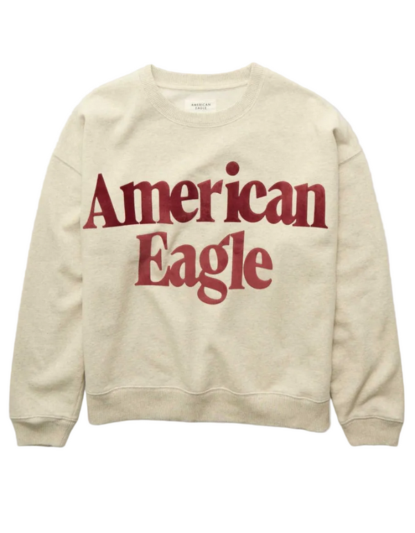 American Eagle Womens AE Velvet Graphic Crew Neck Sweatshirt
