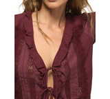 Lucky Brand Womens Ruffle Flyaway Knit Top