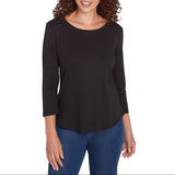 Ruby Rd. Womens Rib Three Quarter Sleeve Top