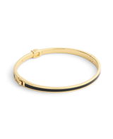 COACH Black Enamel Gold C Hinged Bangle Bracelet