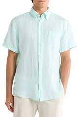 Brooks Brothers Mens Solid Linen Short Sleeve Shirt