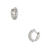 Nadri Perfect 2.5 mm Cubic Zirconia X 12 mm Silver Huggie Hoop Earrings