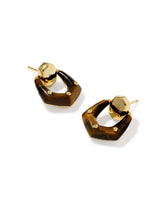 Kendra Scott Embry Gold Open Frame Earrings - Tiger's Eye