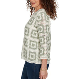 Alfred Dunner Womens Crochet Squares Top