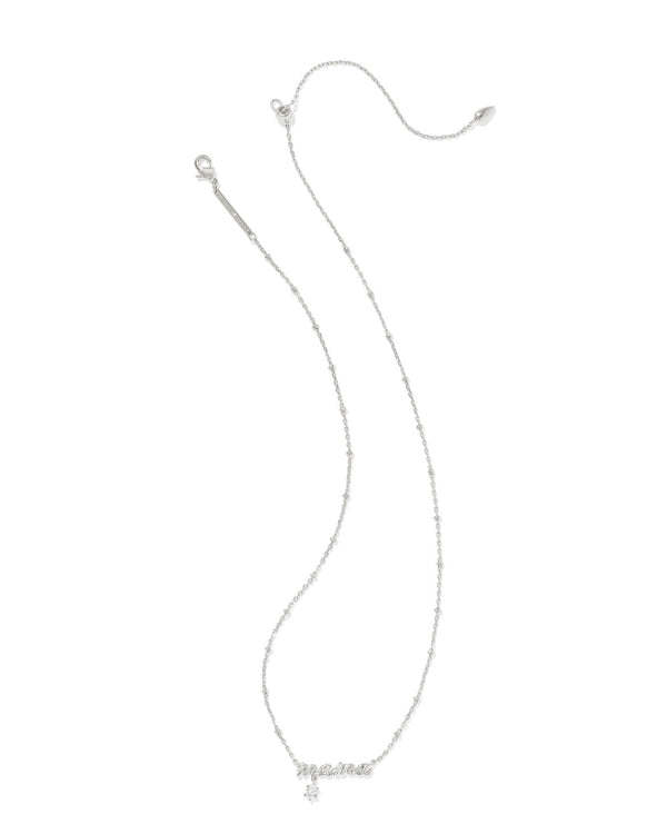 Kendra Scott Mama Crystal Short Pendant Necklace - Silver Plated