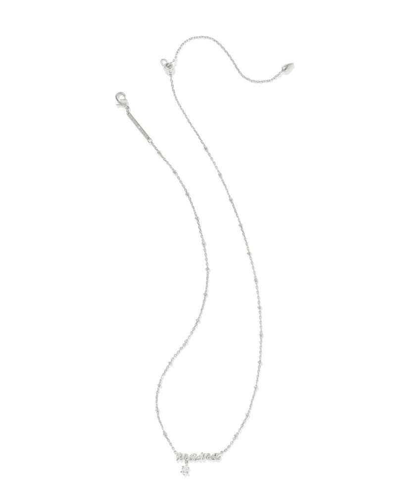 Kendra Scott Mama Crystal Short Pendant Necklace - Silver Plated