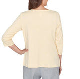 Ruby Rd. Womens Asymmetrical Floral Embroidered Textured Top