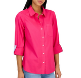 Nautica Womens Roll-Tab Button-Front Shirt