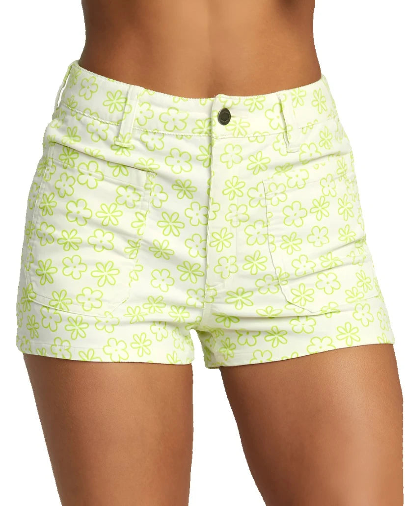 RVCA Womens Belle Corduroy Shorts - Neon Green