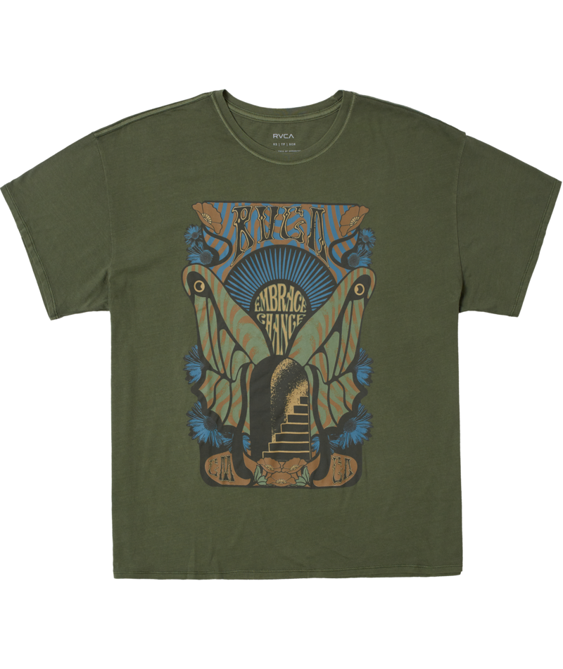 RVCA Women's Deserted Pocket Tee - Relaxed Fit Vintage Wash Short Sleeve Shirt