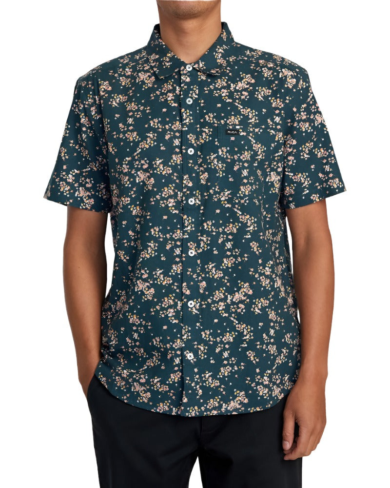 RVCA Mens Rvgazi Short Sleeve Button Down Shirt