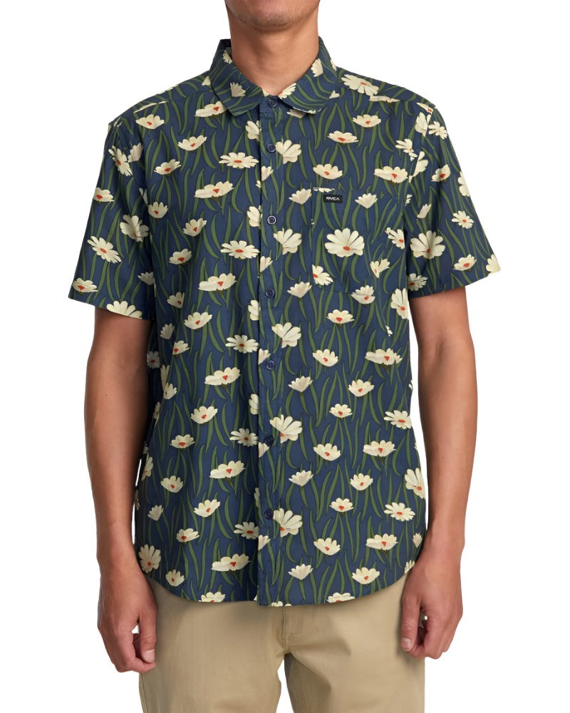 RVCA Mens Rvgazi Short Sleeve Button Down Shirt