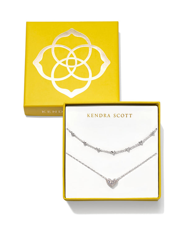 Kendra Scott Ari & Haven White Crystal Necklace Gift Set - Rhodium