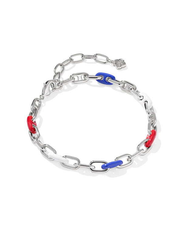 Kendra Scott Silver-Plated Bailey Red White & Blue Bracelet