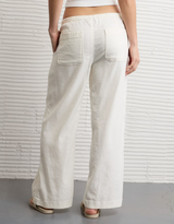 American Eagle Womens AE Low-Rise Linen-Blend Pull-On Pants
