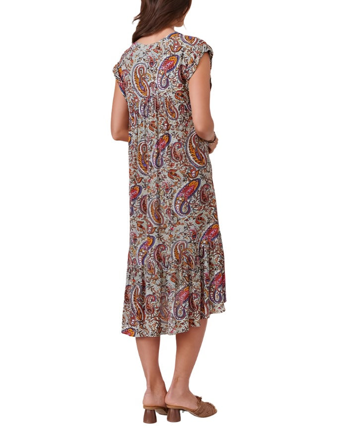 Democracy Womens Lace Up Tiered Woven Dress