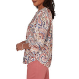 Alfred Dunner Womens Paisley Split Neck Knit Top