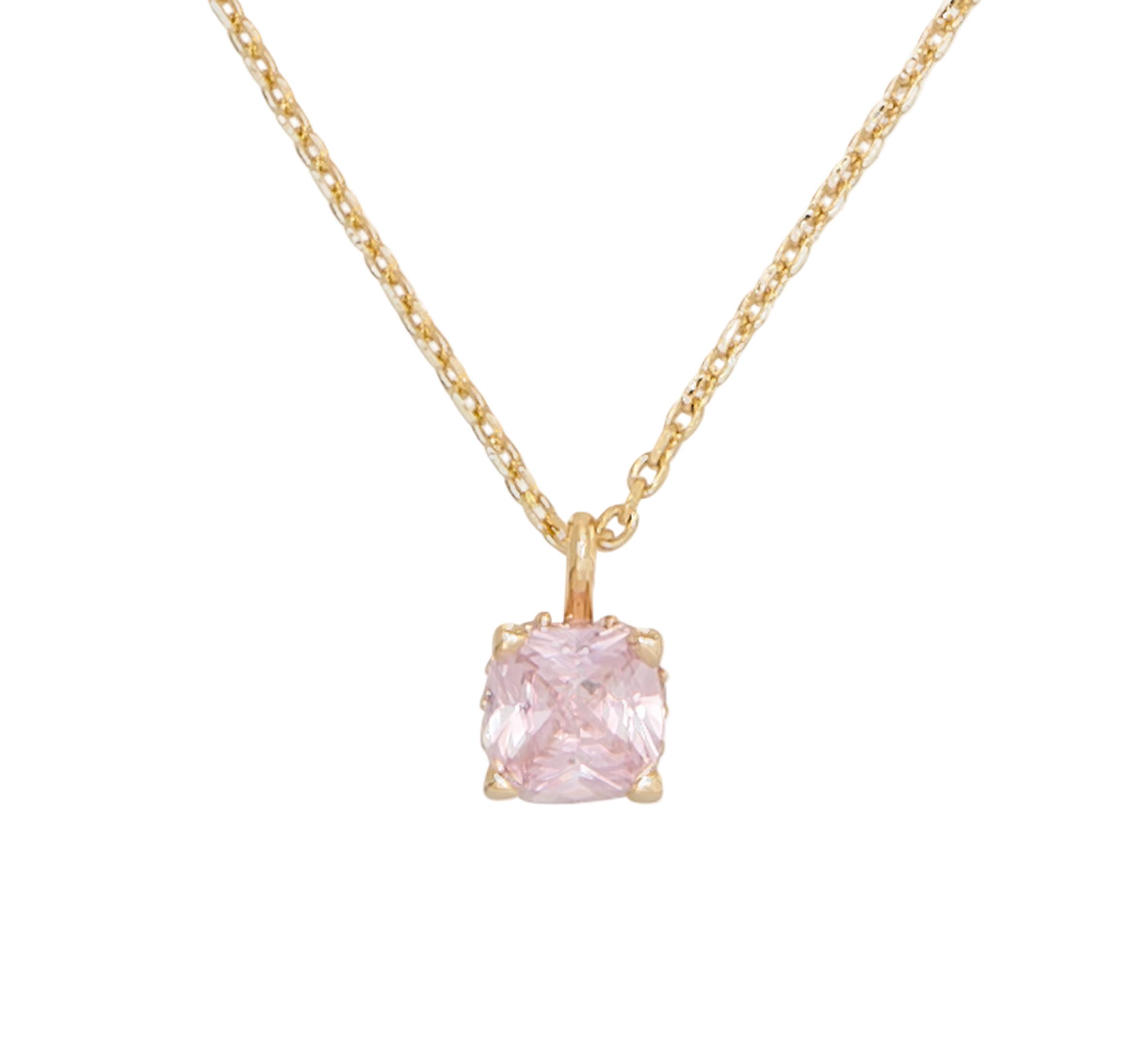 Kate Spade Little Luxuries Pink 6mm Square Pendant Necklace