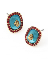 Kurt Geiger Blue Crystal Eagle Square Stud Earrings
