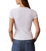 Calvin Klein Womens Contour Rib Logo Cropped Short Sleeve T-Shirt