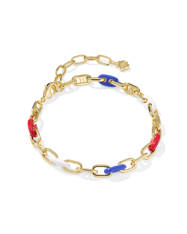 Kendra Scott Gold-Plated Bailey Red White & Blue Bracelet