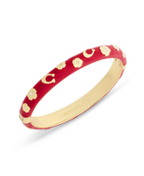 COACH Red Enamel Signature C Floral Chubby Bangle Bracelet