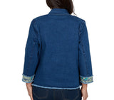 Alfred Dunner Womens Sequin Embellished Stretch Denim Jacket