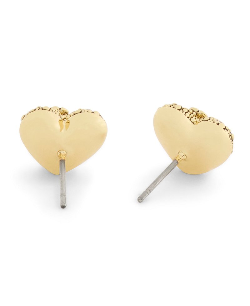COACH Gold Pavé Heart Stud Earrings