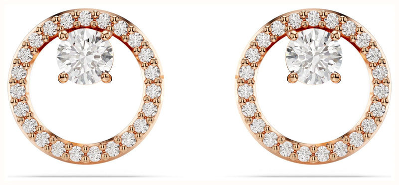 Swarovski Constella Stud Earrings - Round Cut, White, Rose Gold-Tone Plated